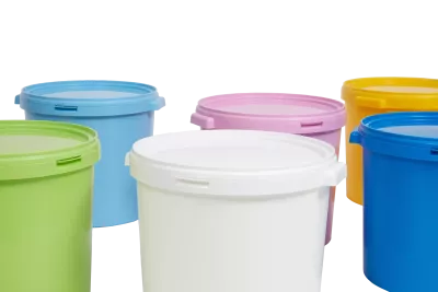 Group of coloured buckets